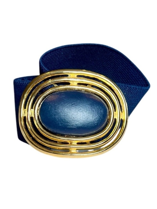 Vintage Daylor Navy Blue Gold Retro Stretch Belt 80s Disco Art Deco Glam main image 7